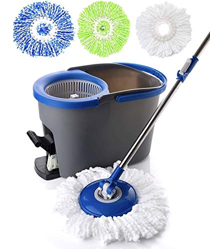 Simpli-Magic 79229 Spin Cleaning System Including 3 Mop Heads, Regular, Blue/Grey