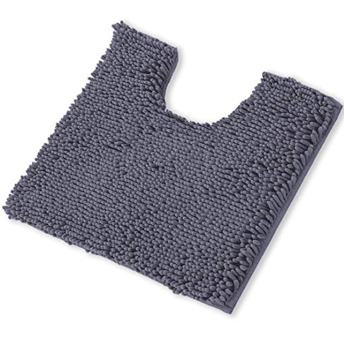 LuxUrux Bath Mat-Extra-Soft Plush Bath Shower Bathroom Rug,1'' Chenille Microfiber Material, Super Absorbent Shaggy Bath Rug. Machine Wash & Dry (20 x 20, Dark Gray)