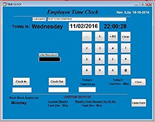 Employee Time Clock Software | Single PC | 100 Employees | Windows 7,8 or 10 | NO Monthly Fees | FREE Support