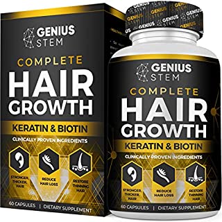 Hair Growth Supplement for Men & Women - DHT Blocker Support to Prevent Hair Loss & Thinning - Hair Vitamins with Biotin & Keratin for All Hair Types, 60 Capsules