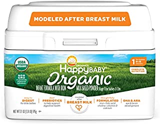 Happy Family Baby Organic Infant Formula Milk Based Powder with Iron, Stage, Multi, Stage 1, 21 Oz