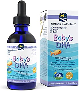 Nordic Naturals Babys DHA, Unflavored - 1050 mg Omega-3 + 300 IU Vitamin D3-2 oz - Supports Brain, Vision & Nervous System Development in Babies - Non-GMO - 12 Servings