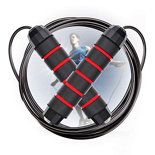 Cabepow Adjustable Jump Rope with Carrying Pouch - Cardio Jumping Rope for Men, Women, and Children of All Heights and Skill Levels - for Skipping Rope, Crossfit Training, Boxing, and MMA Workouts