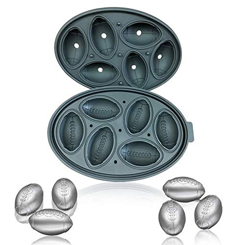 Premium Football Shape Rugby Silicone Ice Cube Mold & Candy Mold by Naranqa| Food Grade Silicone BPA FREE | Chocolate, Candy, Ice Cube and More (Football Shape Black)