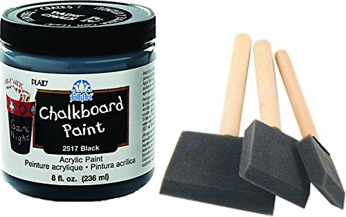 kedudes Chalkboard Paint kit - Quality Chalkboard Paint Black, with Three Foam Brushes, Wood Handles, 3 Sizes. - Create usable Chalkboard Surfaces on Furniture, Doors, Drawers and More!