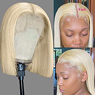 Blonde Lace Front Wigs Straight Brazilian Virgin Human Hair 13x4x1 Bob Lace Frontal Wigs 10