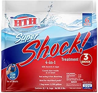 HTH 52023 Super Shock Treatment Swimming Pool Chlorine Cleaner, 1 lb (Pack of 6)