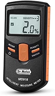 Pinless Wood Moisture Meter, Dr.meter Upgraded Inductive Pinless Tools, Intelligent Lumber Moisture Meter, Digital Moisture Meter for Wood, (Range 4% - 80% RH; Accuracy: 0.5%), MD918