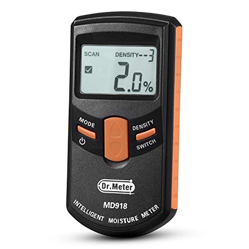 Pinless Wood Moisture Meter, Dr.meter Upgraded Inductive Pinless Tools, Intelligent Lumber Moisture Meter, Digital Moisture Meter for Wood, (Range 4% - 80% RH; Accuracy: 0.5%), MD918