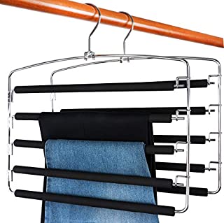 TOPIA HANGER Pants Hangers Slacks Hangers 2 Pack, Swing Arm Slack Hanger, Space Saving Non-Slip Foam Padded Closet Storage Organizer for Pants Jeans Trousers Skirts Scarf CT08B