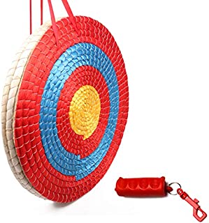 HANSPY Archery Target Traditional 3 Layers 20 inch Solid Straw Arrows Target for Shooting Practice with Archery Arrow Puller (Red)