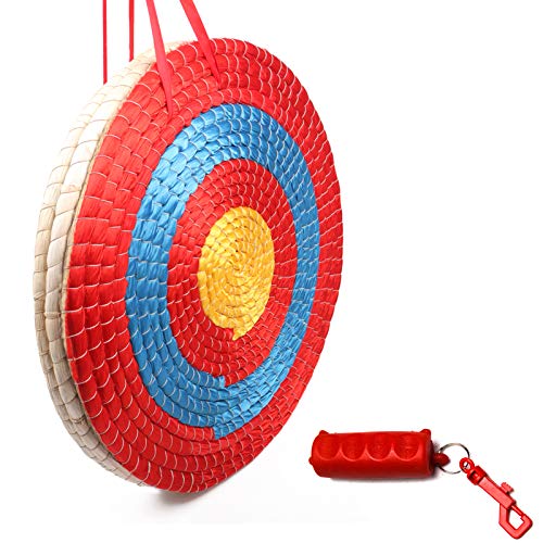 HANSPY Archery Target Traditional 3 Layers 20 inch Solid Straw Arrows Target for Shooting Practice with Archery Arrow Puller (Red)