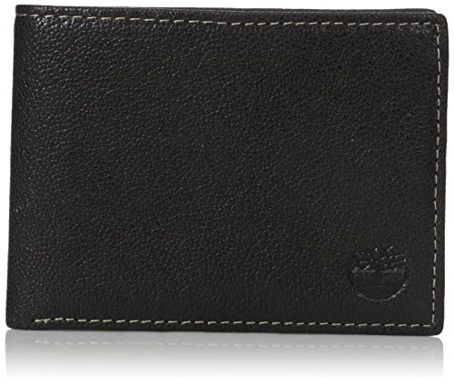 Timberland Men's Genuine Leather RFID Blocking Passcase Security Wallet, black, One Size