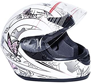 TCT-MT DOT Adult Helmet Flip Up Full Face White &Pink Butterfly Street Dirt Bike ATV Helmet (X-Large)