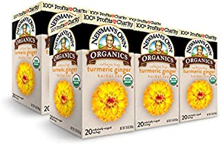 Newman's Own Organics Turmeric Ginger Herbal Tea, 20 Individually Wrapped Tea Bags (Pack of 6)