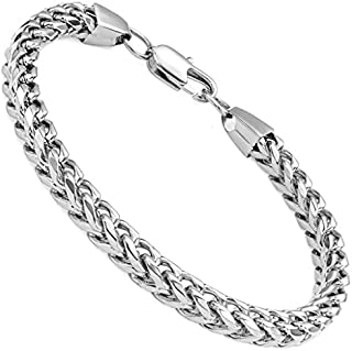 FIBO STEEL 6mm Wide Curb Chain Bracelet for Men Women Stainless Steel High Polished,8.5-9.1