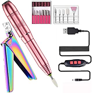 Portable Electric Nail Drill, Compact Efile Electrical Professional Nail File Kit for Acrylic, Gel Nails, Manicure Pedicure Polishing Shape Tools Design for Home Salon Use