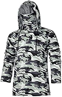 Workout Camouflage Hoodies for Men, Sweatshirt for Mens with Neck Gaiter Bodybuilding Athletic Pullover Shirt Tank Tops