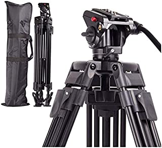 Regetek 72 Inch Video Camera Tripod System,Professional Heavy Duty Aluminum Adjustable Photography Tripod Stand with Fluid Pan Head and Carry Bag for for Canon Nikon DV Camcorder DSLR Photo Studio