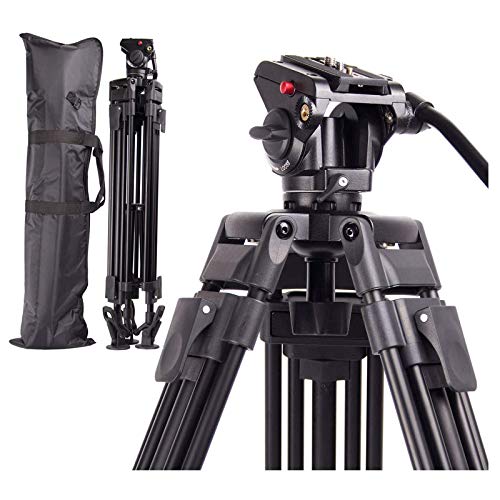 Video Tripod System, Regetek 72 Inch Professional Heavy Duty Aluminum Adjustable Photography Camera Tripod Stand with 360 Degree Fluid Drag Pan Head & Carry Bag for for Canon Nikon DV DSLR Camcorder