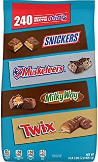 SNICKERS, TWIX, 3 MUSKETEERS & MILKY WAY Minis Size Chocolate Candy Variety Mix, 67.2-Ounce 240 Pieces (Packaging May Vary)