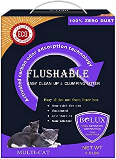 Bolux Flushable Cat Litter, Low Tracking Clumping Tofu Cat Litter,Odor Control Cat Litter Unscented and Zero Dust Natural Formula