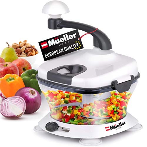 Mueller Ultra Heavy Duty Chopper/Cutter, Fastest, Easiest to Use, Chops Everything, Vegetable, Nuts, Herbs with Built-In Egg White Separator