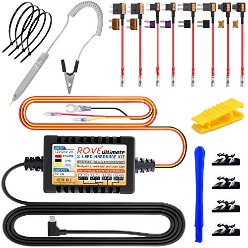 ROVE Ultimate Dash Cam Hardwire Kit, 11.5ft Mini USB Hard Wire Kit for Dashcam Converts 12V-24V to 5V/2A w/Fuse Kit and Installation Tool, Lo
</p>
                                                            </div>
                            <div class=