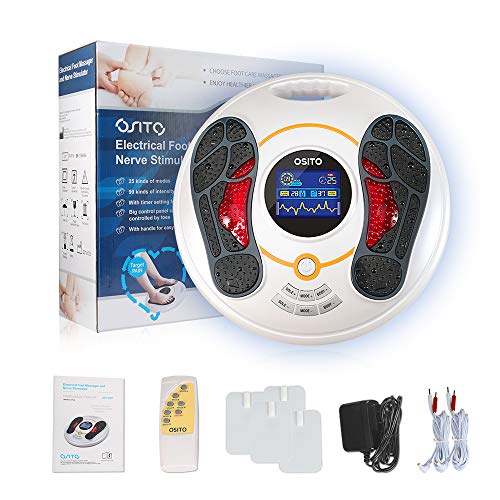 OSITO Circulation System & Nerve Muscle Stimulator - Improves Foot Circulation and Neuropathy, Relieves Feet Legs Pains, Massages and Relaxes Body with TENS Unit & 4 Electrode pads,Clinical-proven Eff