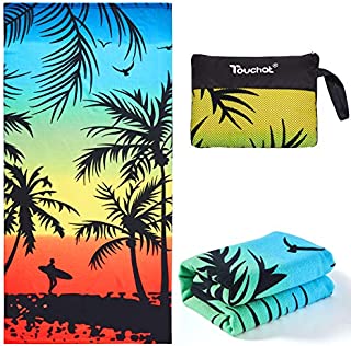 Touchat Beach Towel Oversized,Thick Sand Free Microfiber Beach Towel 30x60, Super Absorbent Tropical Coconut Tree Sunset Swim Beach Towels for Kids,Women,Men,Boys , Girls