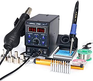 YIHUA 8786D I 2 in 1 Hot Air Rework and Soldering Iron Station with °F /°C, Cool/Hot Air Conversion, Digital Temperature Correction and Sleep Function