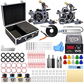 Wormhole Tattoo Kit Complete for Beginners Tattoo Kit with Case Tattoo Power Supply 4 Tattoo Ink 20 Tattoo Needles 2 Pro Tattoo Machine Guns Kit(TK012)