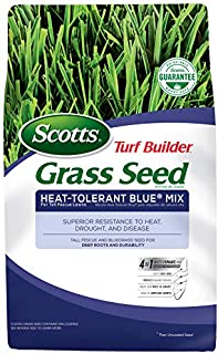 Scotts Turf Builder Grass Seed Heat-Tolerant Blue Mix For Tall Fescue Lawns, 3 Lb. - Full Sun and Partial Shade -Superior Resistance to Heat, Drought and Disease - Seeds up to 750 sq. ft.