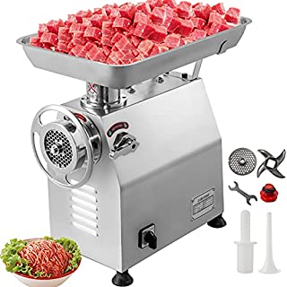 Happybuy Commercial Meat Grinder 770lbs/h Electric Sausage Maker 2200W Stainless Steel With 2 Grinding Heads & 2 Blades For Restaurants, Supermarkets, 770Lb, Sliver