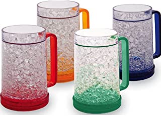 Double Wall Gel Freezer Mug - Set of 4 - Red, Orange, Blue, Green