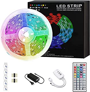 COSITA LED Strip Lights, 16.4ft RGB Led Light Strips with Remote, 5050 Flexible Color Changing Waterproof Rope Lights for TV Backlight,Bedroom,Party, DIY Home Decorations