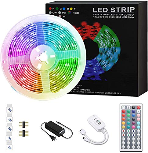 COSITA LED Strip Lights, 16.4ft RGB Led Light Strips with Remote, 5050 Flexible Color Changing Waterproof Rope Lights for TV Backlight,Bedroom,Party, DIY Home Decorations