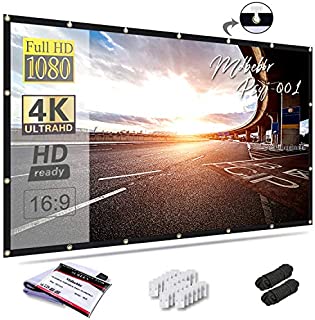 Mdbebbron 150 inch Projection Screen 16:9 HD Foldable Anti-Crease Portable Projector Movies Screen for Office Home Theater Outdoor Indoor Support Double Sided Projection