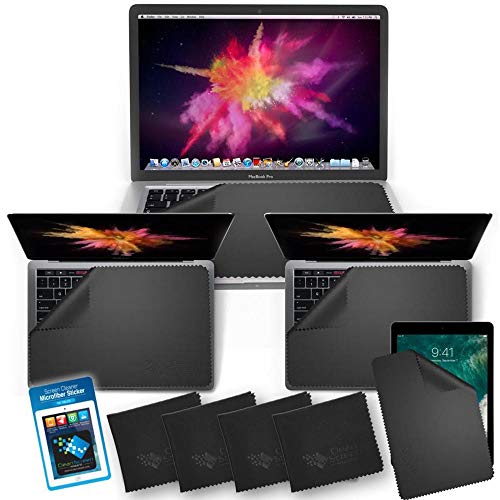 CLEAN SCREEN WIZARD Microfiber Keyboard Covers, Screen Protectors, Screen Cleaner Kit for MacBook Pro 16, 15, 13, Mac Air 13 and Laptops Multi Size Screens- 5 Pack Cloths and Sticker