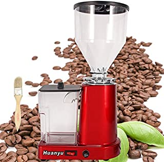 Huanyu Electric Coffee Grinder 1000G Commercial&Home Grinding Machine for Beans Nuts Spice Automatic Burr Grinder 200W Professional Miller 19 Fine - Coarse Grind Size Settings Stainless Steel Cutter Pulverizer (110V, Red with Powder Box)