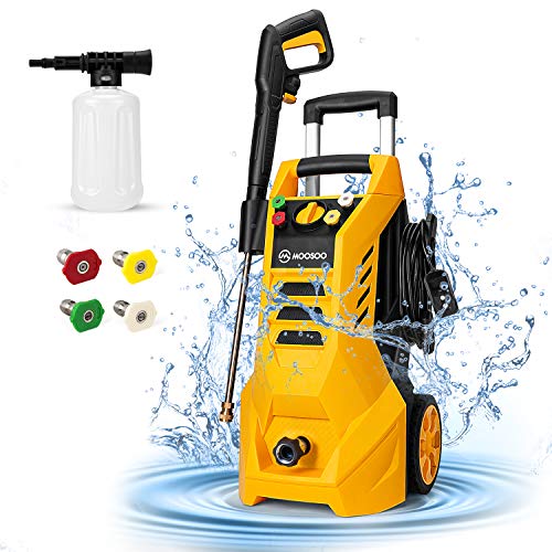 Pressure Washer, MOOSOO 3000PSI Electric Pressure Washer 2.3 GPM Power Washer 1800W High Power Washer Cleaner Machine with 4 Nozzles, Foam Cannon, Best for Cleaning Homes/Cars/Driveways/Fences/Patios