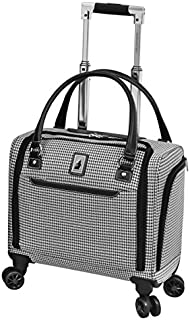 LONDON FOG Cambridge II 15-Inch 8 Wheel Under Seat Bag, Black White Houndstooth