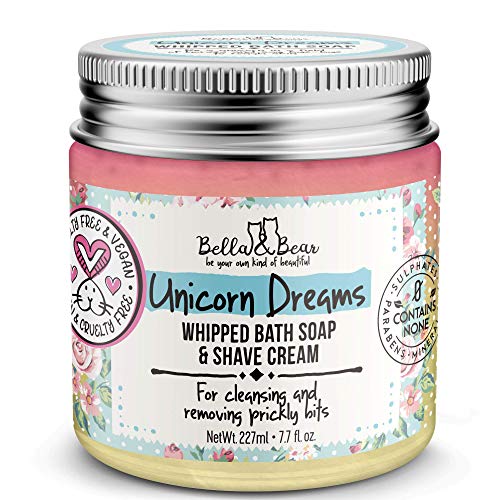 Bella & Bear Unicorn Dreams Whipped Bath Soap, SLS Free, Paraben Free, No Harmful Chemicals, Cruelty-Free, Vegan Body Wash And Shave Cream, 6.7oz