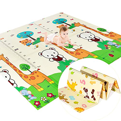 Baby Play Mat, Extra Large Foam Play Mat for Baby Foldable Reversible, Waterproof Portable Crawling Mat for Baby, Toddlers, Kids Play Mat Indoor or Outdoor Use 79
