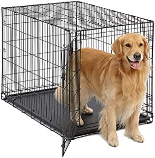 Large Dog Crate | MidWest ICrate Folding Metal Dog Crate | Divider Panel, Floor Protecting Feet Large Dog