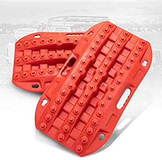 BUNKER INDUST Off-Road Traction Boards, 2 Pcs Recovery Tracks Traction Mat for 4X4 Jeep Mud, Sand, Snow Traction Ladder-Red Tire Traction Tool