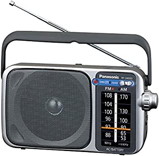 Panasonic Portable AM / FM Radio, Battery Operated Analog Radio, AC Powered, Silver (RF-2400D)