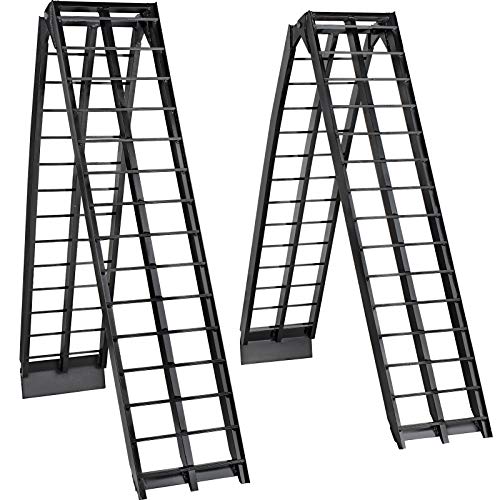 BestEquip Aluminum Ramps 10FT x 11.25 Inch ATV Ramps 1200LBS Capacity Truck Ramps for Car Motorcycle Loading Equipment with Attachment Hook and Serrated Rungs 1 Pair 2 Ramps