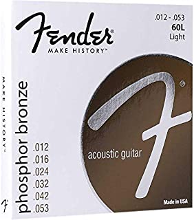 Fender 60L 073-0060-403 Acoustic Guitar Phosphor Bronze Ball End Strings, 12-53