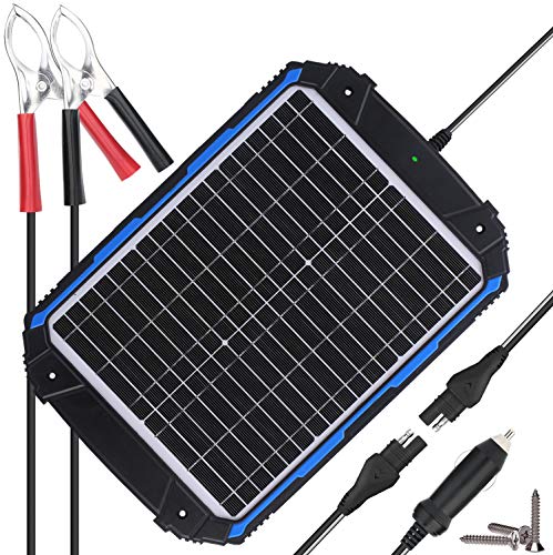 SUNER POWER Waterproof 12V Solar Battery Charger & Maintainer Pro - Built-in Intelligent MPPT Charge Controller - 20W Solar Panel Trickle Charging Kit for Car, Marine, Motorcycle, RV, etc